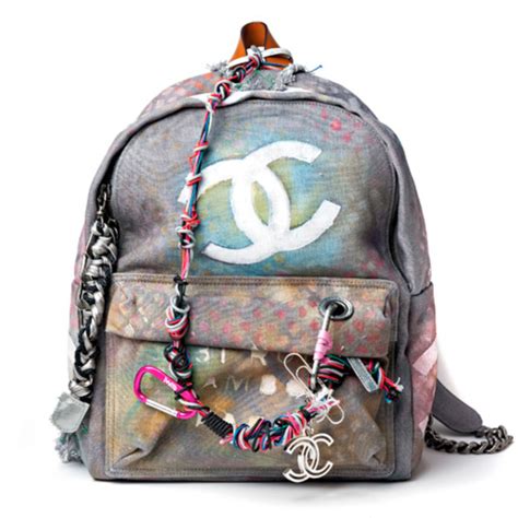 chanel graffiti canvas backpack.